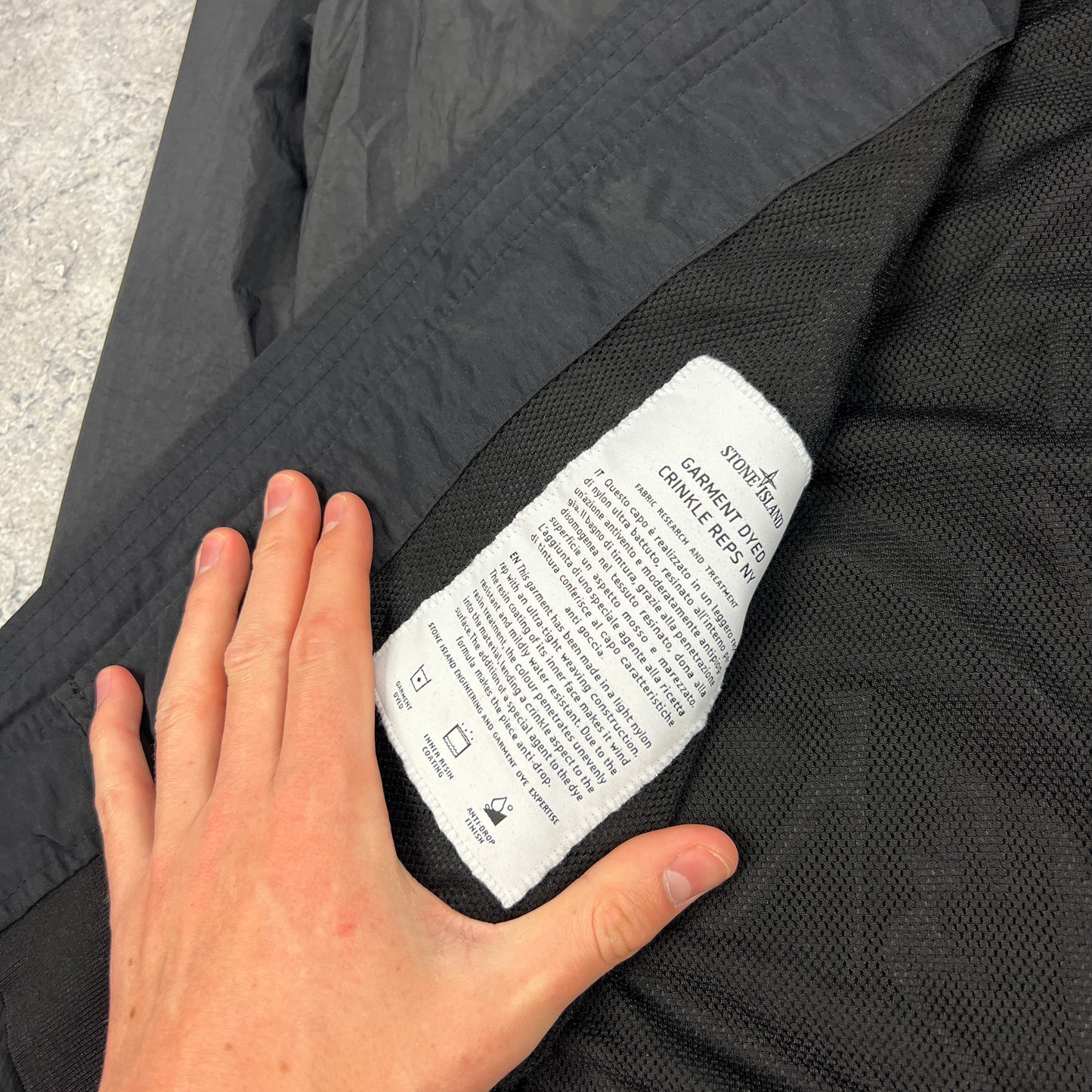 Stone Island Black Crinkle Reps Jacket XL 23”