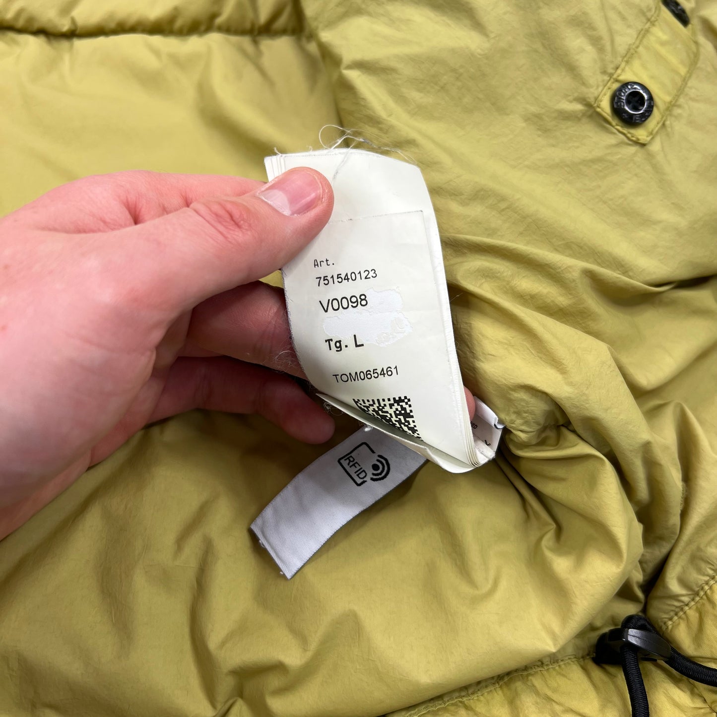 Stone Island Mustard Crinkle Reps Down Jacket Large 23”