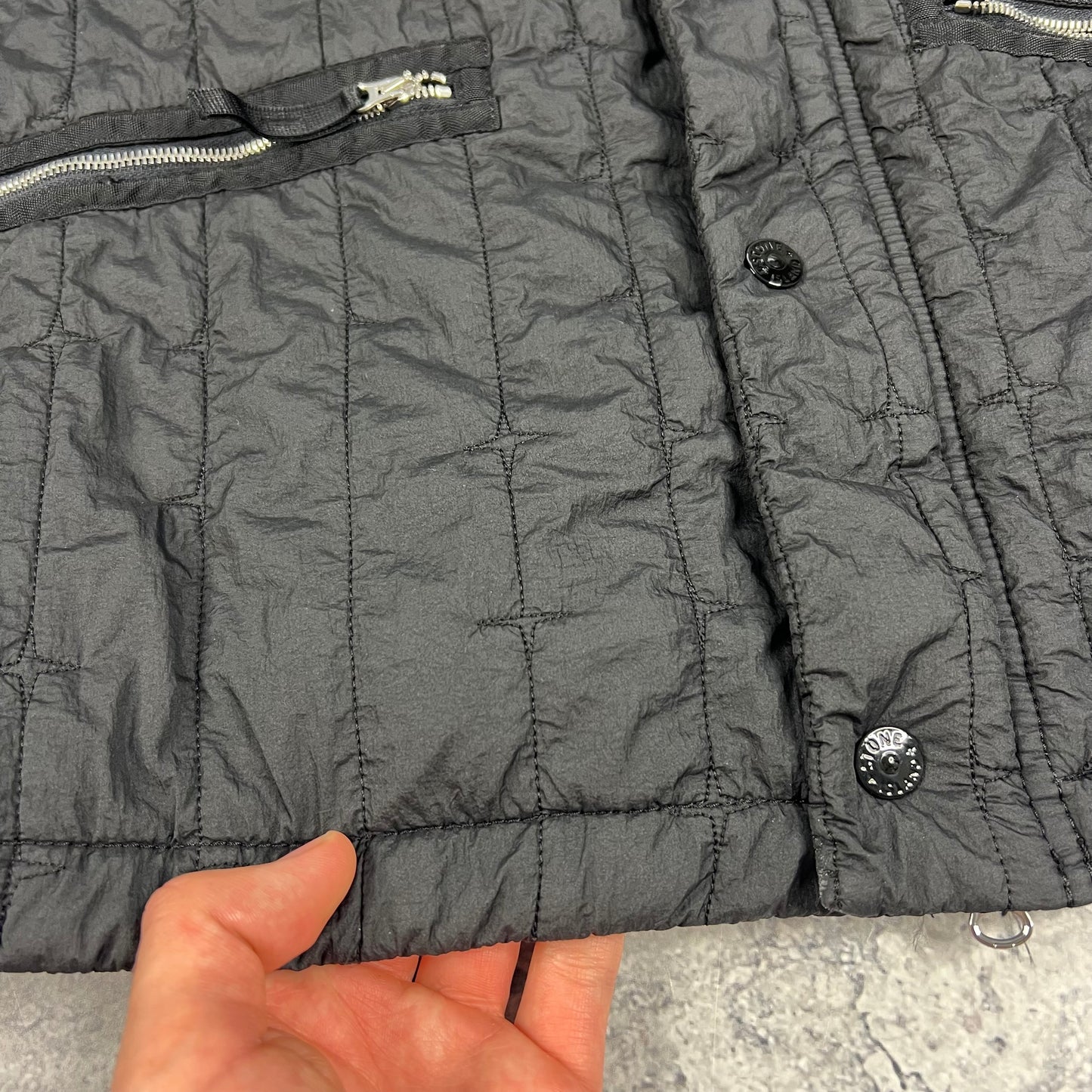Stone Island Black Quilted Stella Primaloft Vest Medium 23.5”