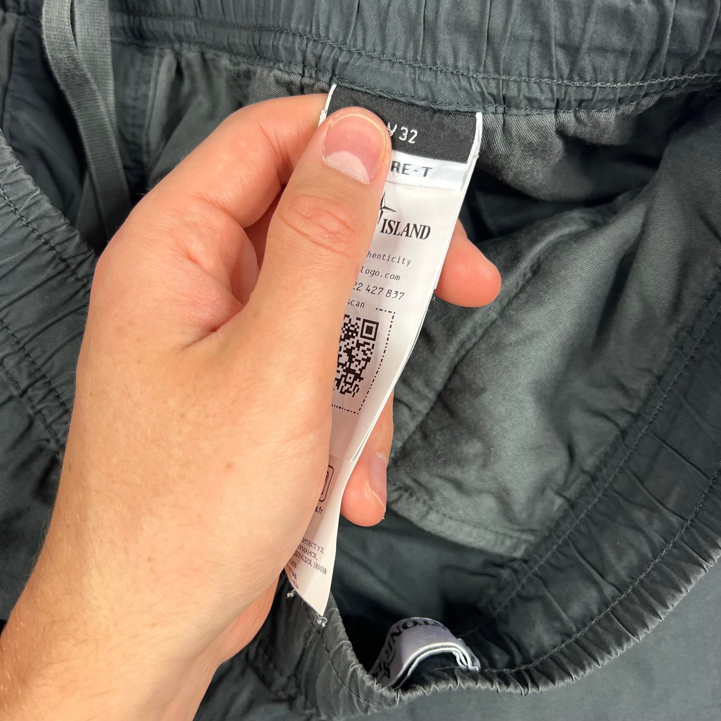 Stone Island Grey Cuffed Cargo Trousers 32”