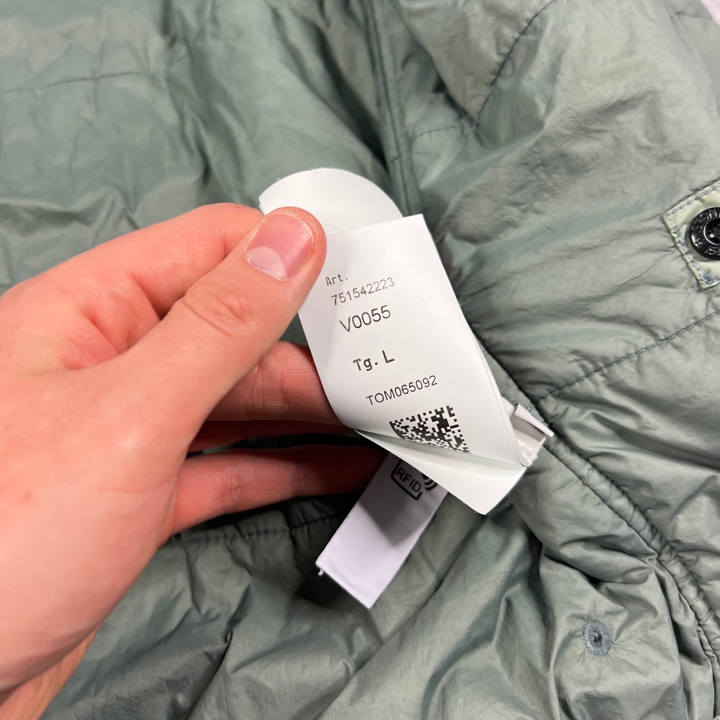 Stone Island Green Crinkle Reps Primaloft Jacket Large 23.5”