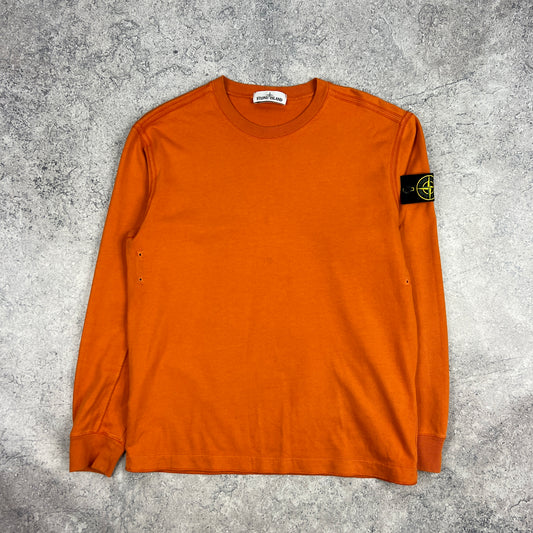 Stone Island Orange Lightweight Sweatshirt Medium 21.75”