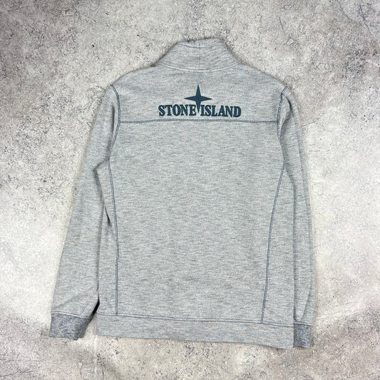 Stone Island Grey/Blue Stitch Logo Pullover Large 22.5”