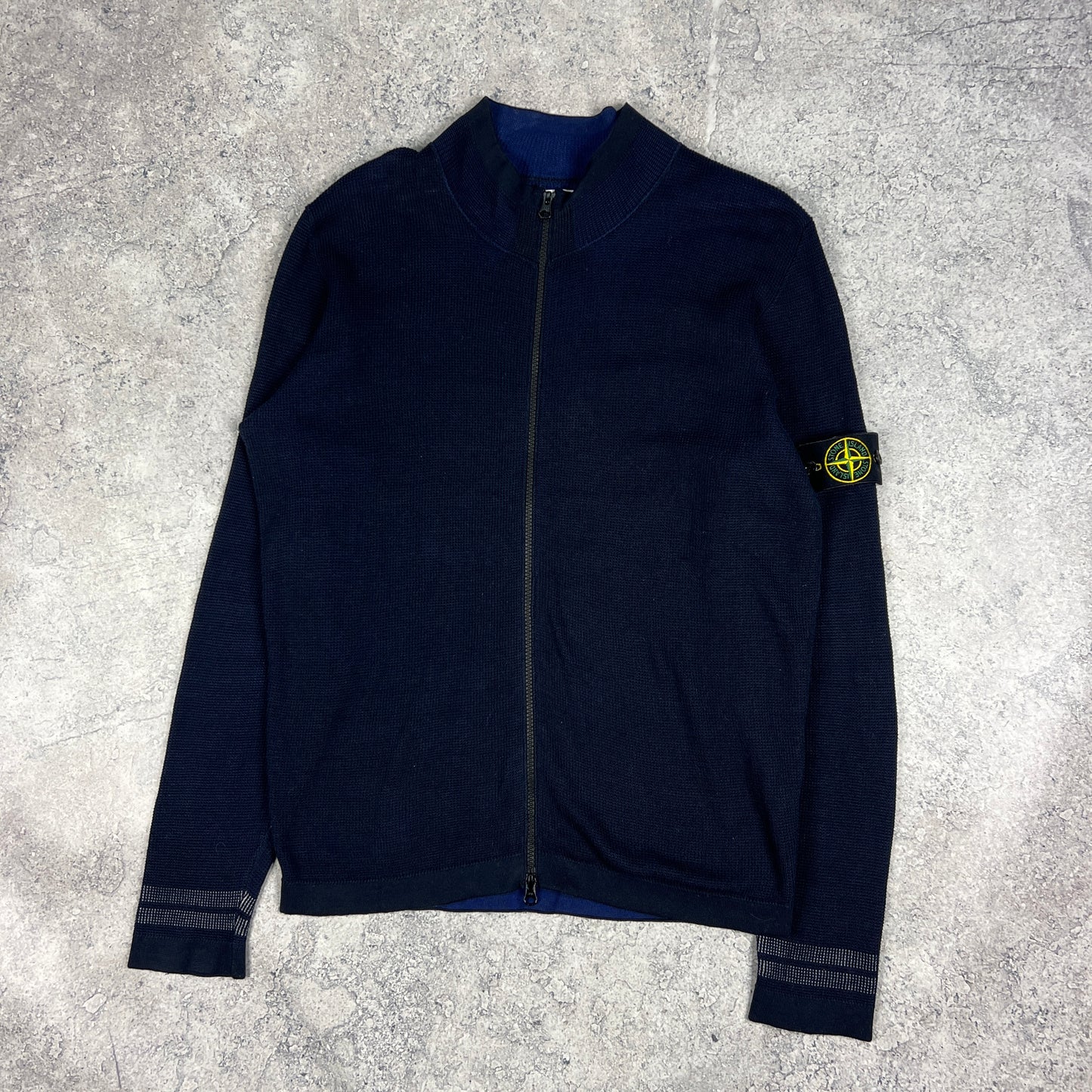 Stone Island Navy Waffle Full Zip Jumper Medium 22”