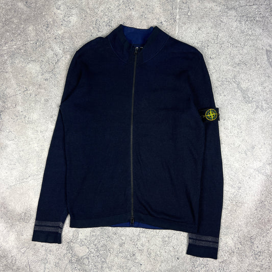 Stone Island Navy Waffle Full Zip Jumper Medium 22”