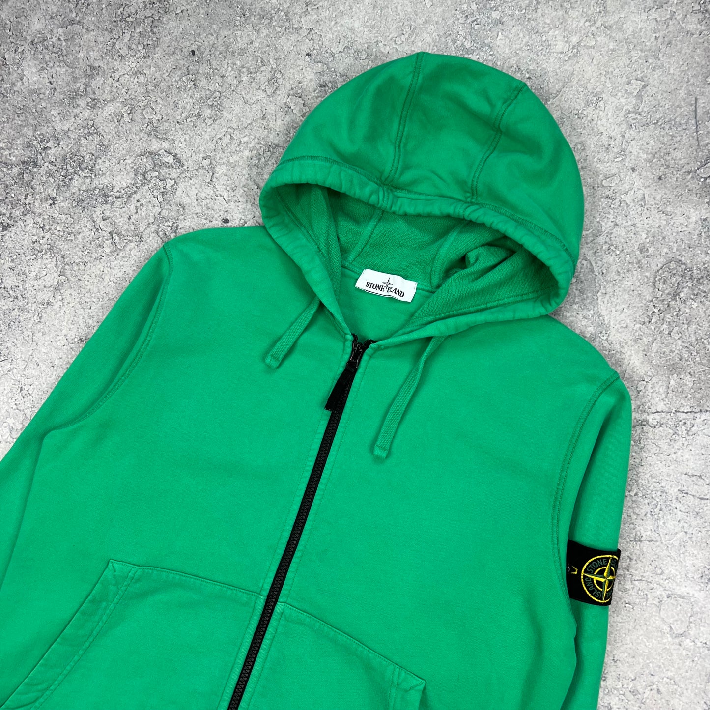 Stone Island Green FZ Hoodie Medium 22.25”