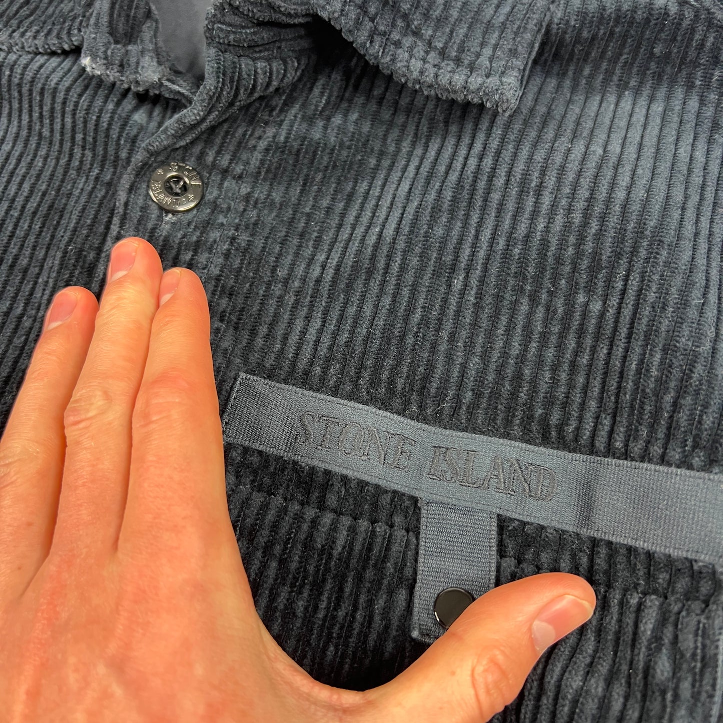 Stone Island Navy Corduroy Shirt Medium 22”