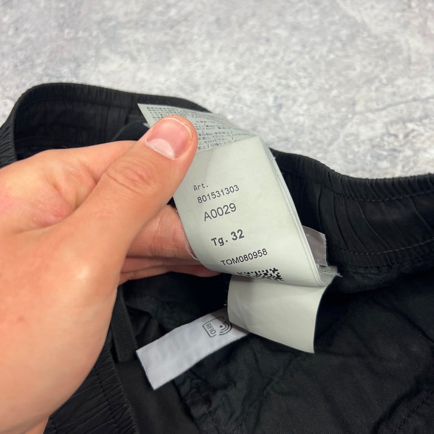 Stone Island Black Tela Parachute Cargo Trousers W32”