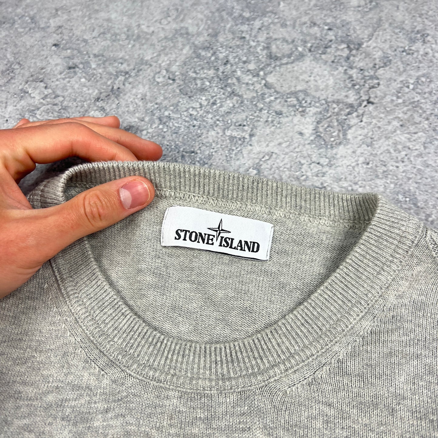 Stone Island Grey Knit Sweatshirt Medium 21.5”