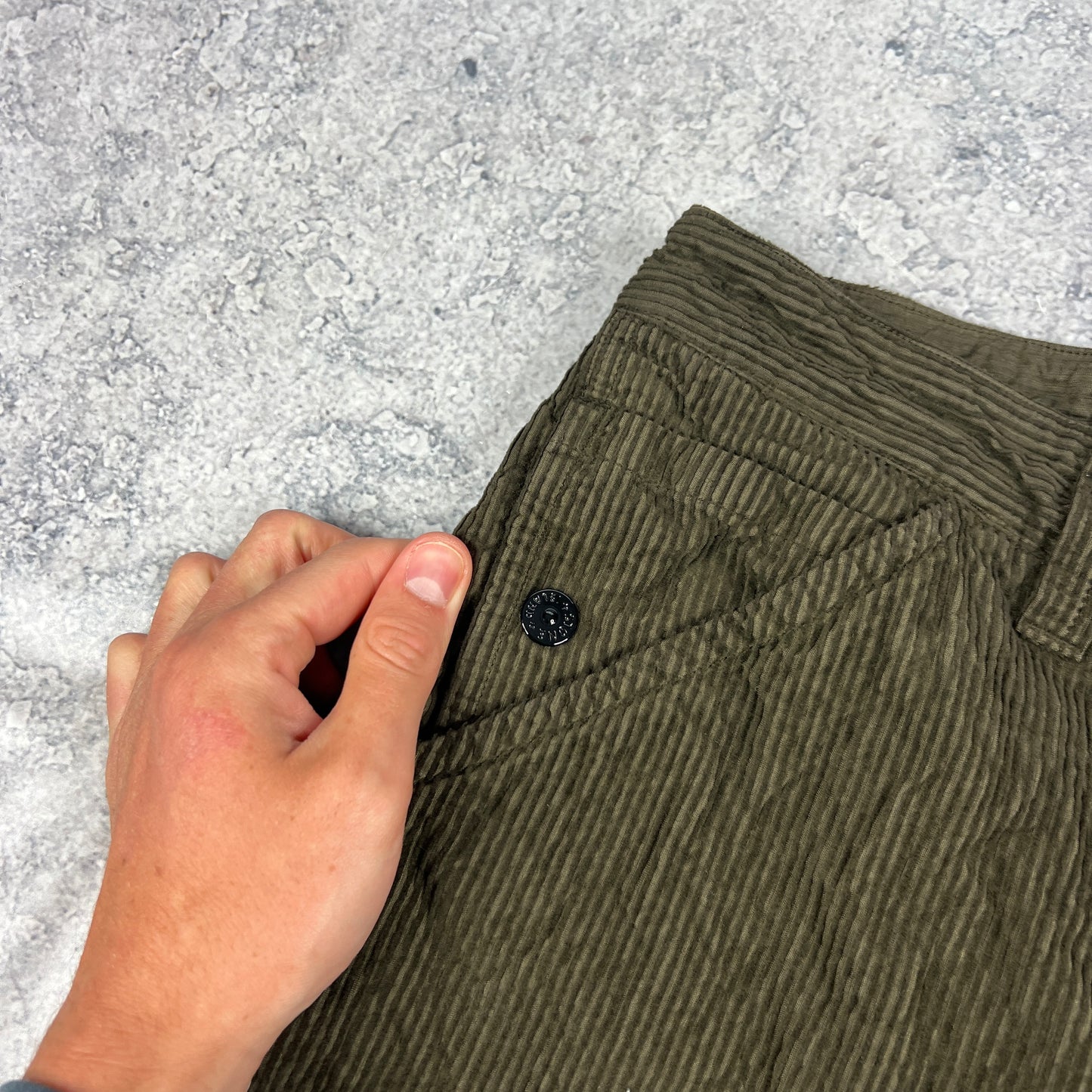 Stone Island Khaki Wrinkled Corduroy Trousers W32” BNWT