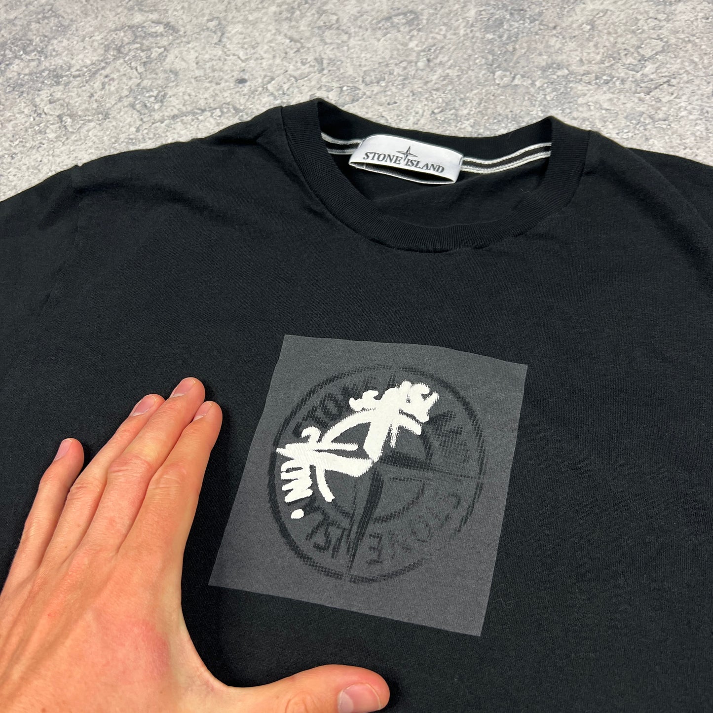 Stone Island Black Print Logo T-Shirt Small 19”