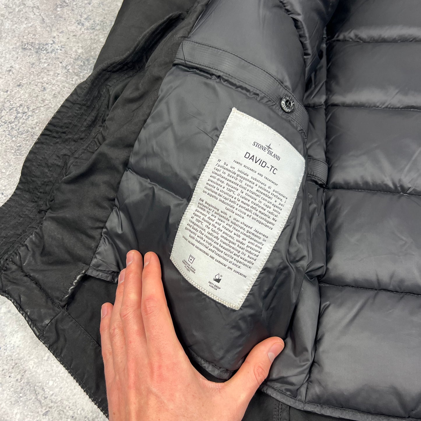 Stone Island Black David Down Parka Jacket Small 22”