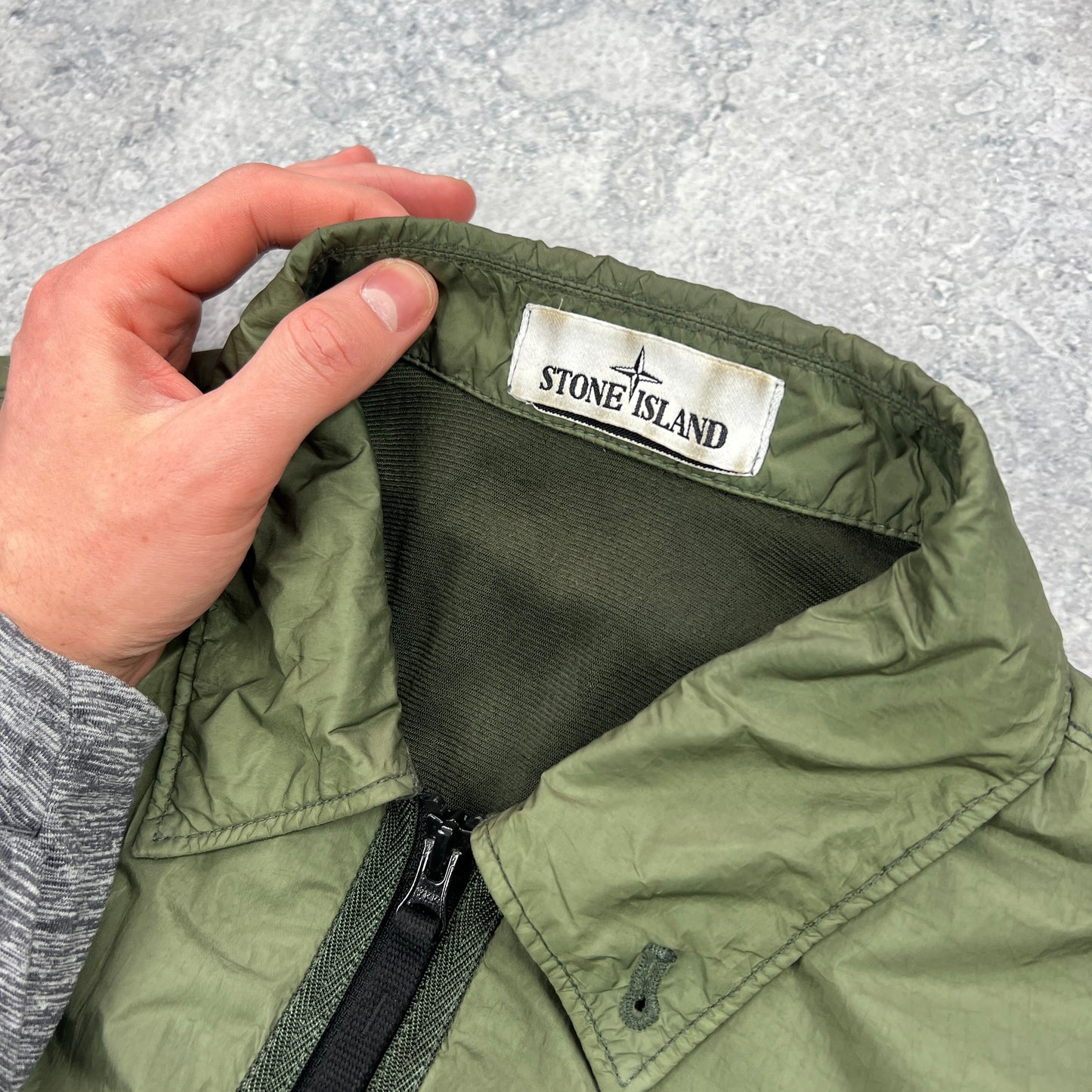 Stone Island Khaki Crinkle Reps Overshirt Medium 22”