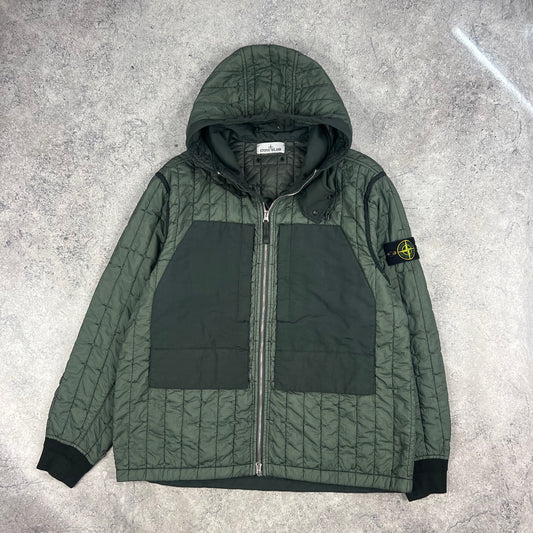 Stone Island Green Quilted Nylon Stella Primaloft Jacket Large 24.5”