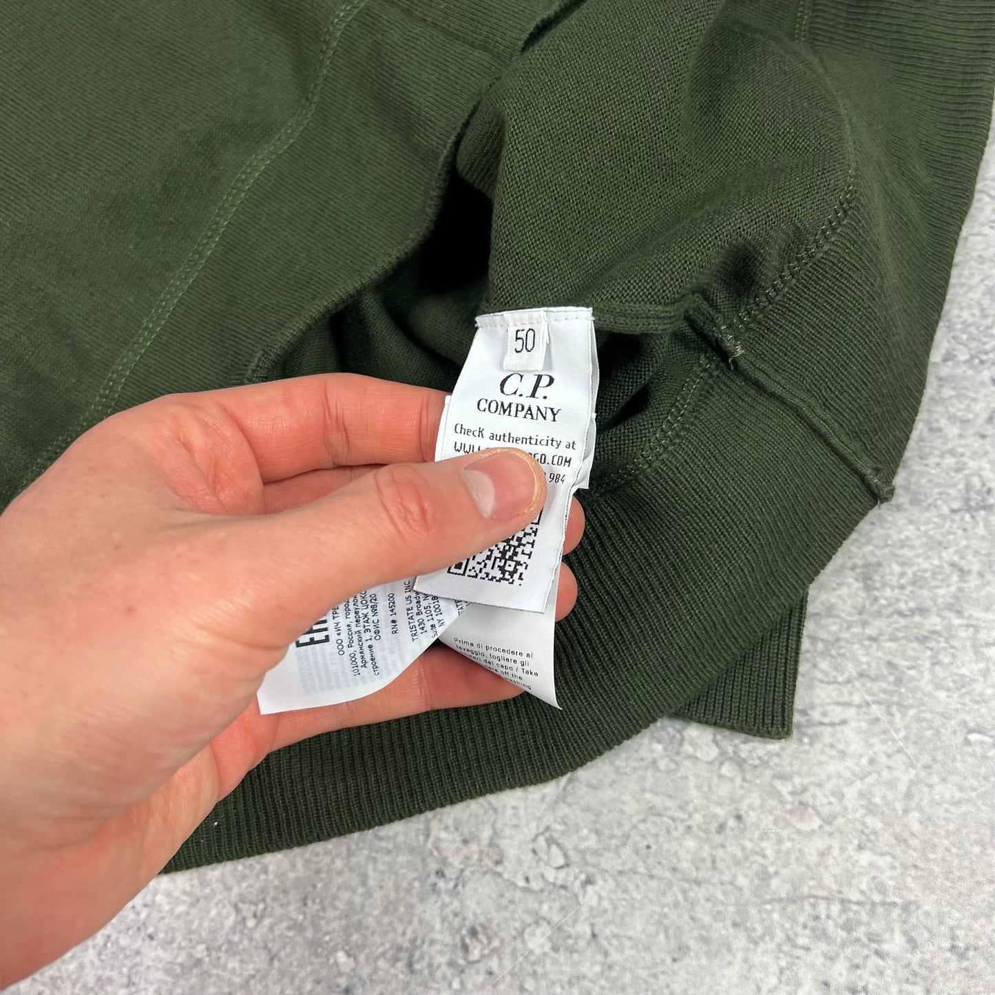 CP Company Green Knit Lens Q Zip Size 50 M/L 20”