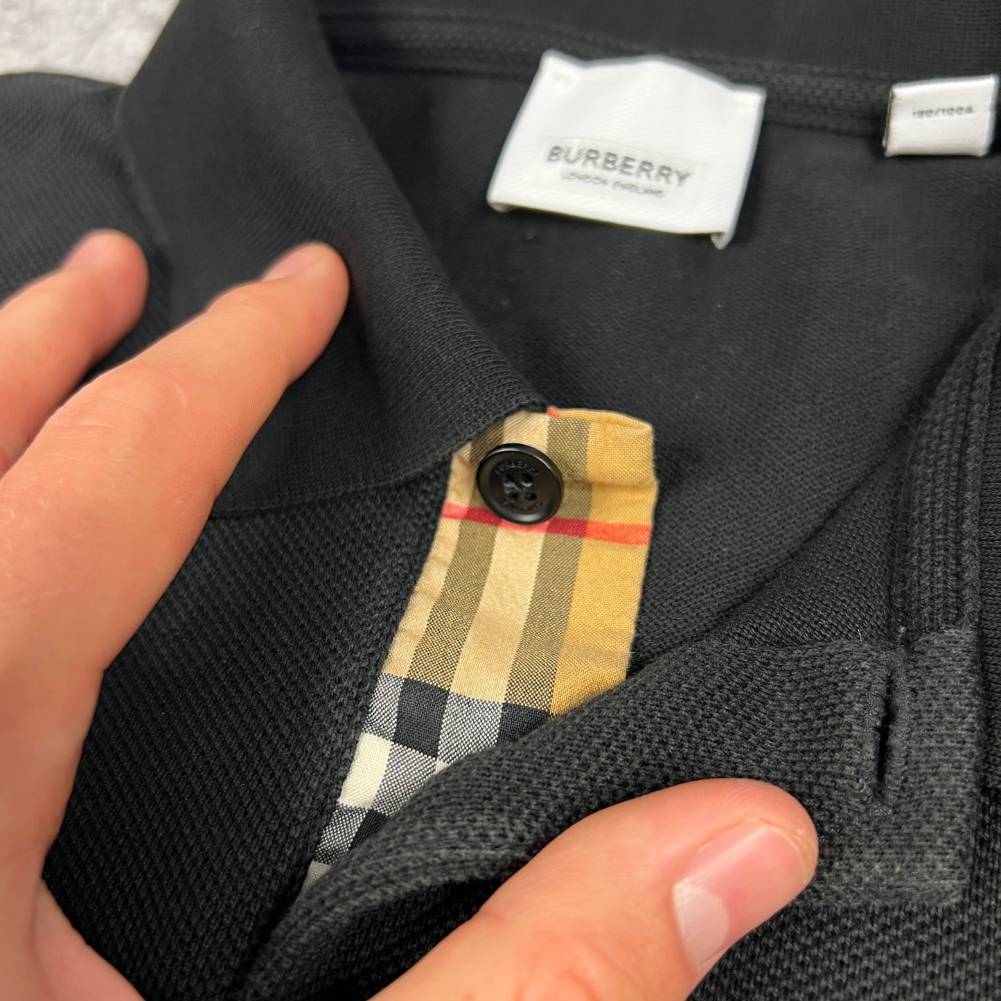 Burberry Black Polo Shirt Large (Fits S/M) 20.5”