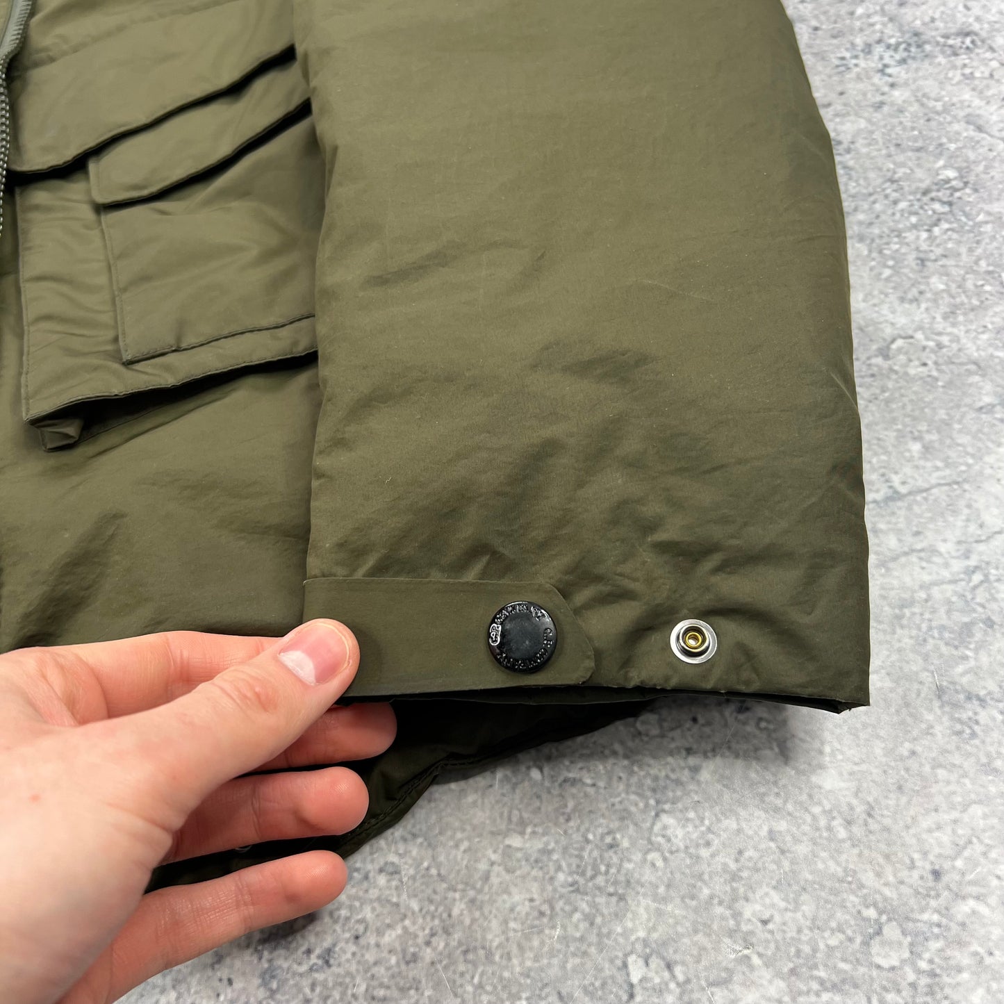 CP Company Khaki Micro M Down Jacket Size 50 Large 24”