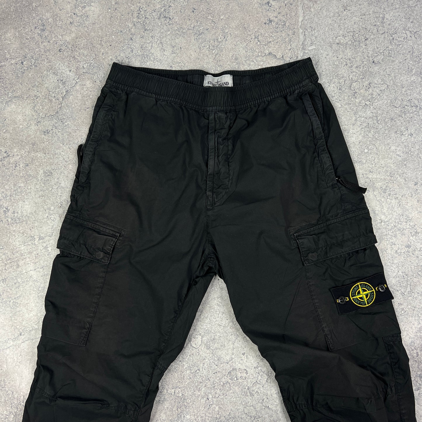 Stone Island Black Parachute Cargo Trousers W32”