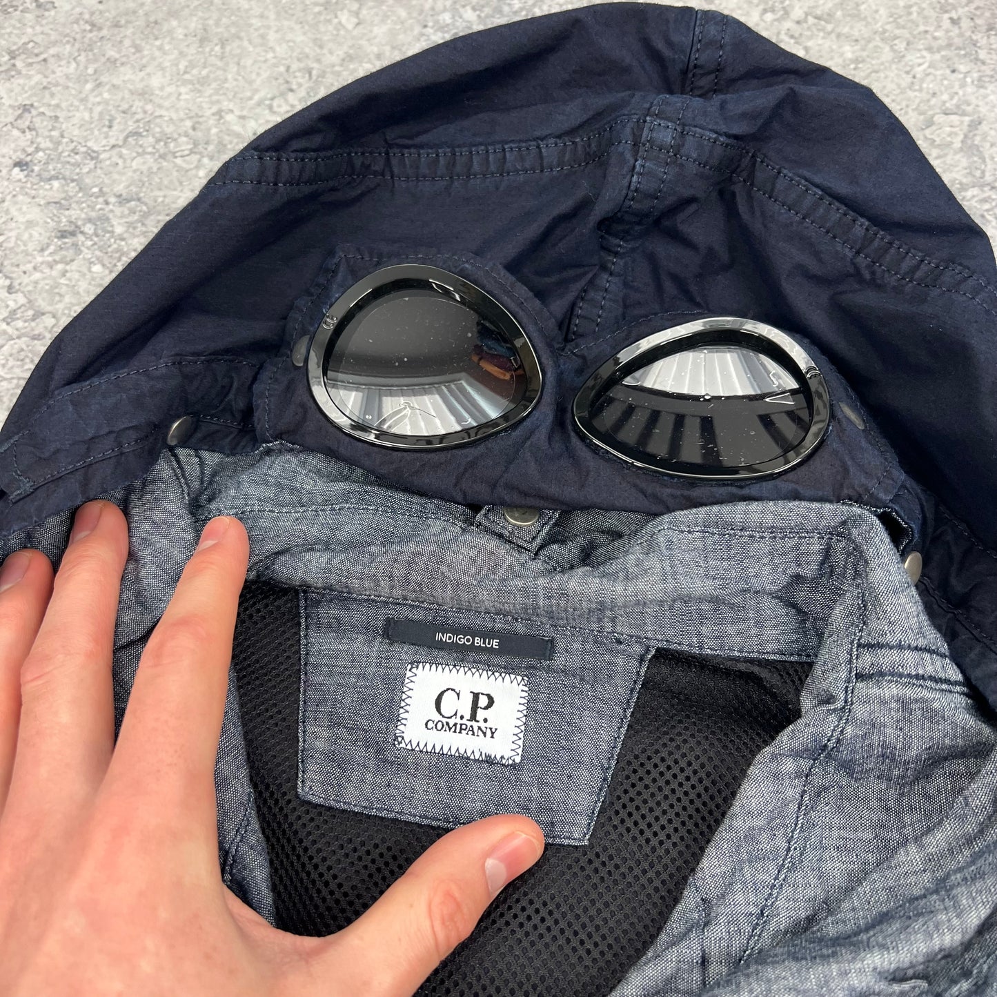 CP Company Navy Indigo Goggle Jacket Large 24” BNWT