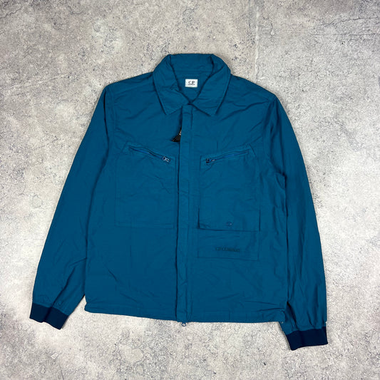 CP Company Blue Flatt Nylon Overshirt Medium 21.5”