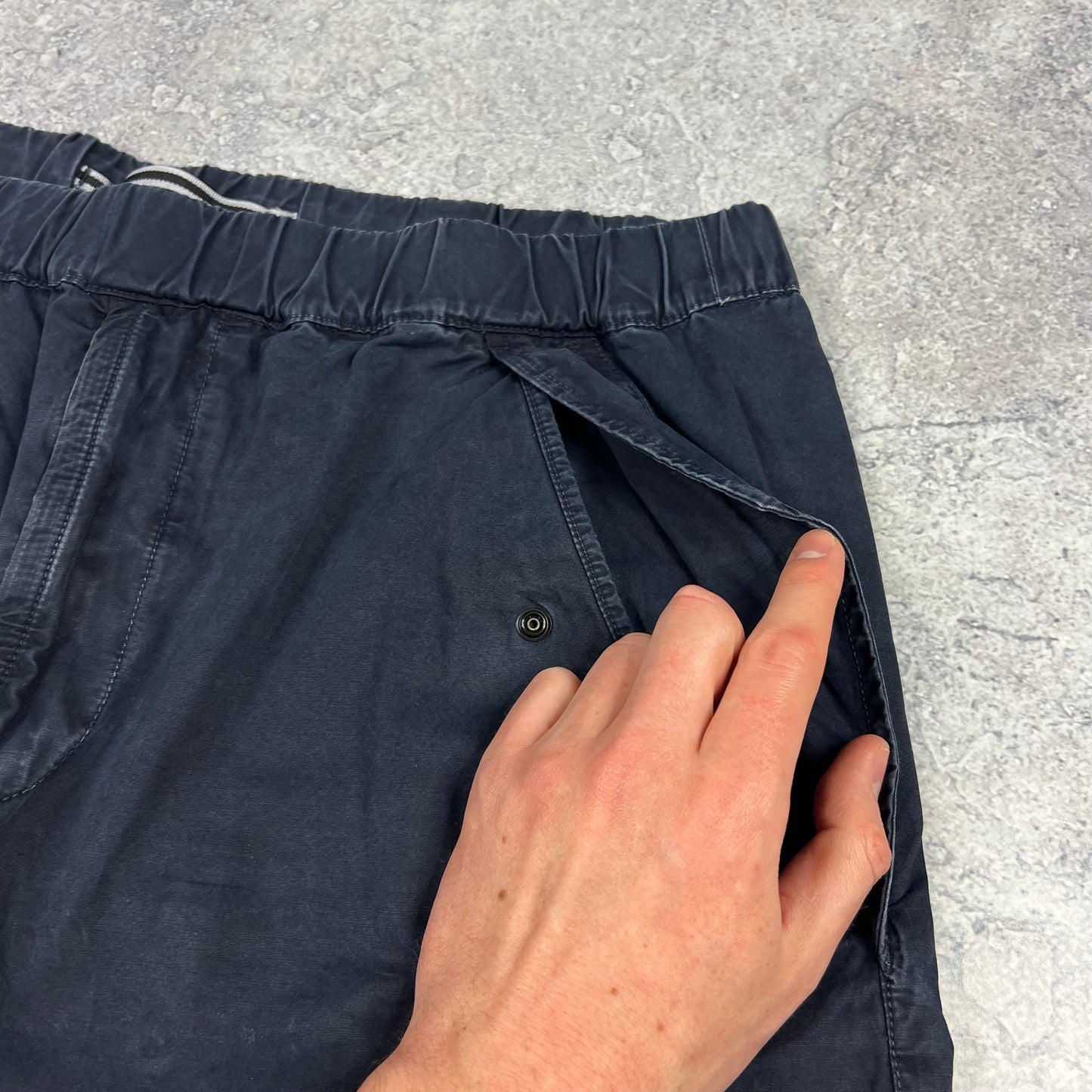 Stone Island Navy Garment Dyed Cargo Shorts W36”