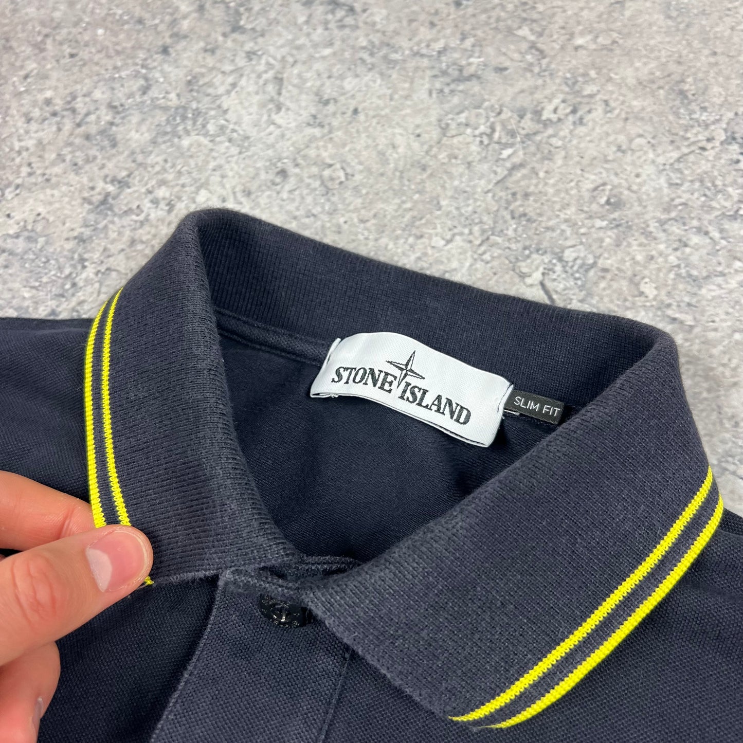 Stone Island Navy Polo Shirt Medium Slim Fit 19”