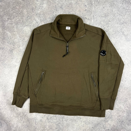 CP Company Khaki Quarter Zip Sweatshirt XXL 25”