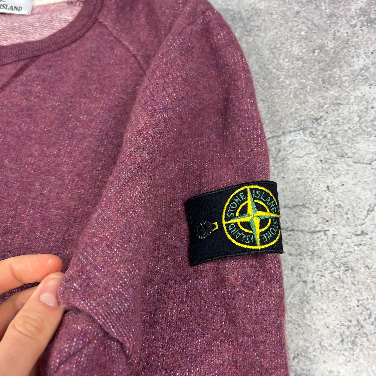 Stone Island Burgundy Wool Cotton Sweatshirt Large 22”