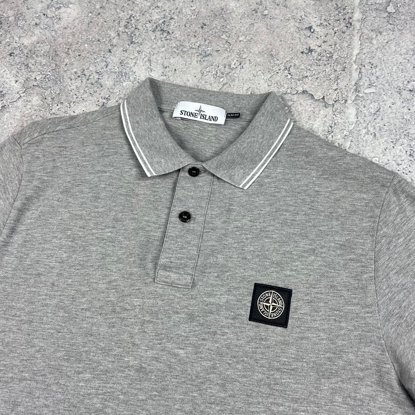 Stone Island Grey Polo Shirt XL Slim Fit 21.75”