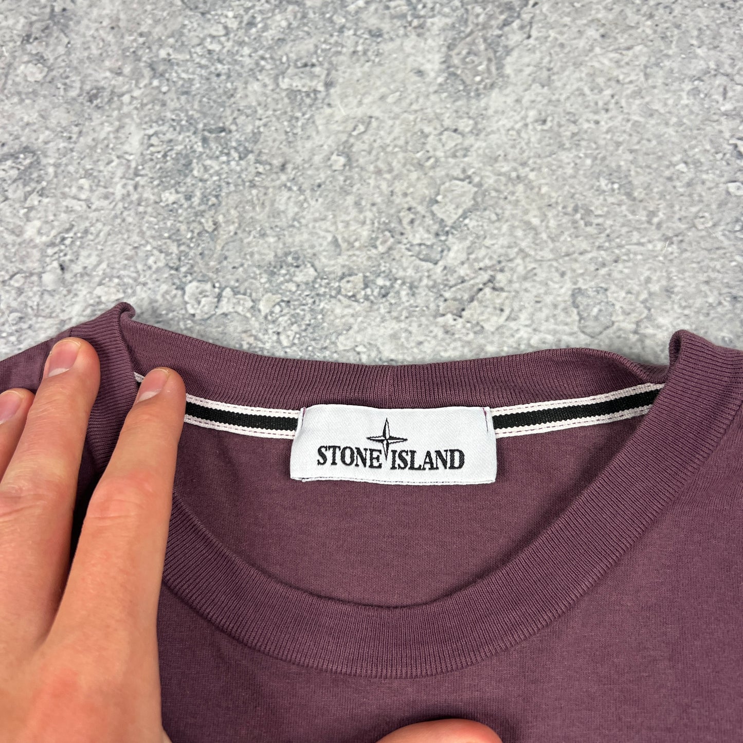 Stone Island Burgundy Tricromia T-Shirt Large 21”