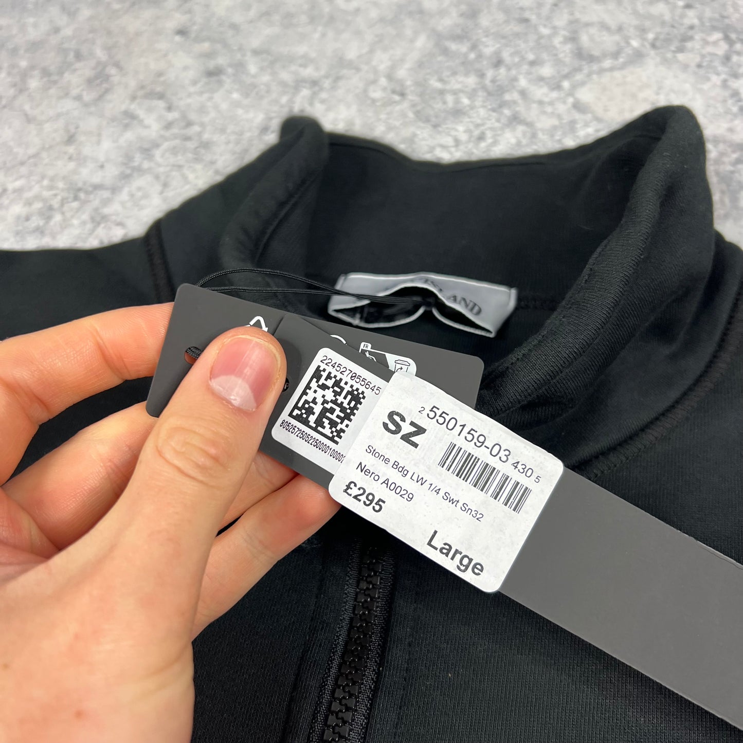 Stone Island Black Quarter Zip Sweatshirt Large 23” BNWT
