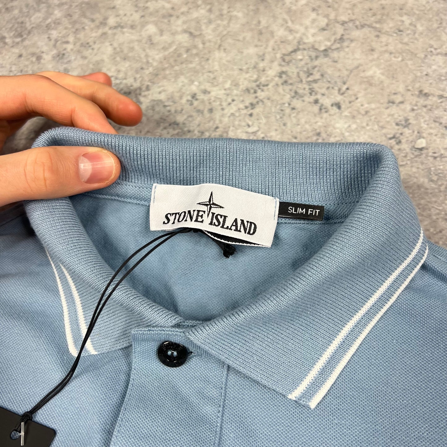 Stone Island Blue Long Sleeve Polo Shirt Medium 20” BNWT