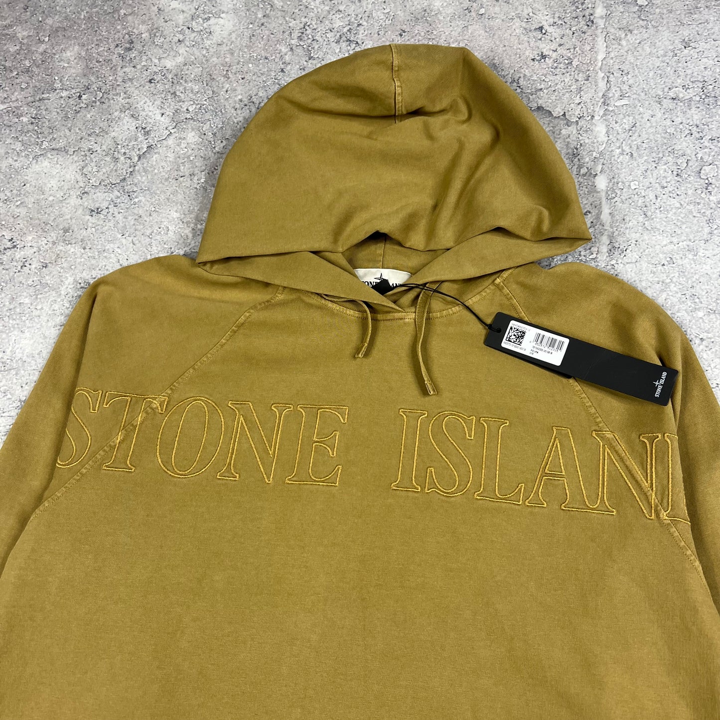 Stone Island Sand Embroidered Logo Hoodie Medium 23” BNWT