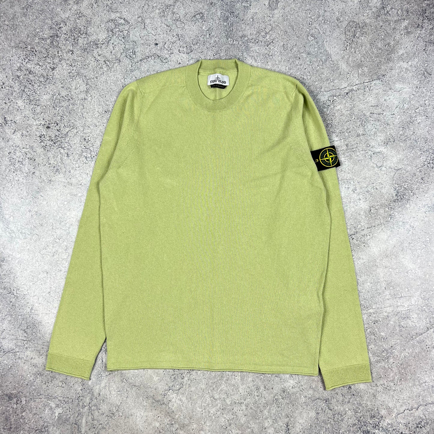 Stone Island Lime Knit Sweatshirt Medium 21”