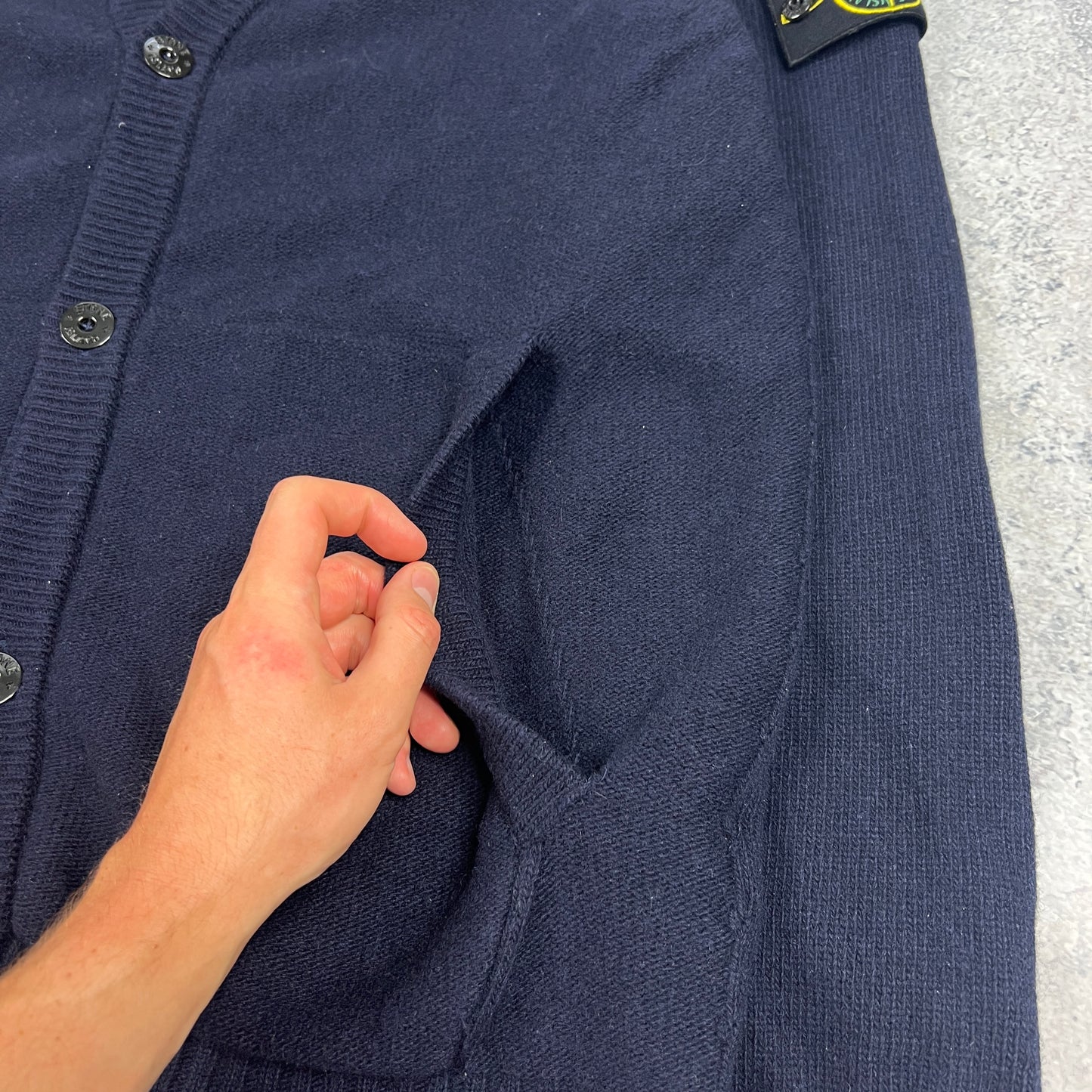Stone Island Navy Wool Cardigan XXL 25.25”