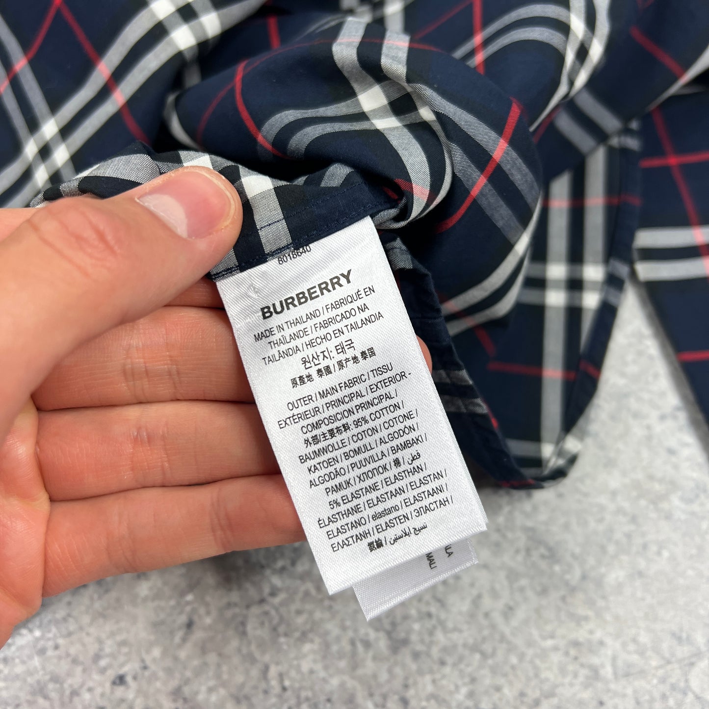 Burberry Navy Check Shirt Medium 21.5”