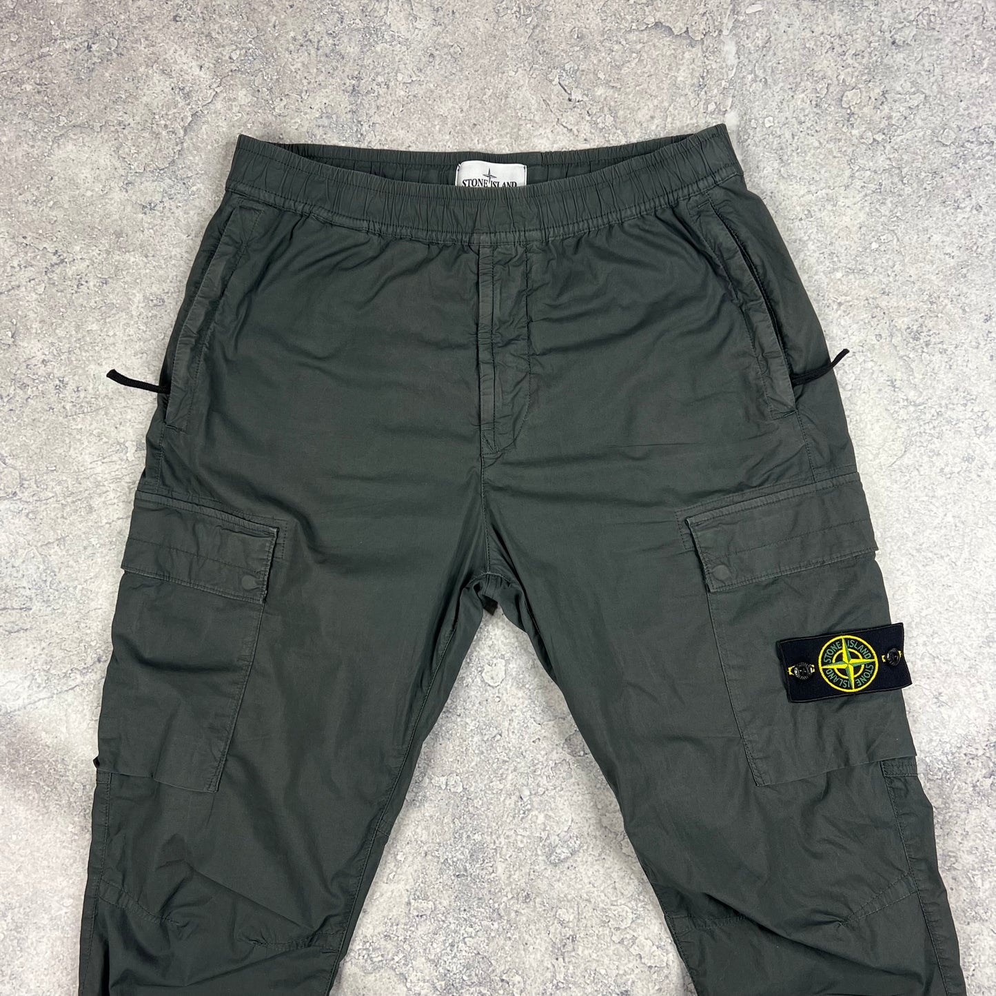Stone Island Grey Cuffed Cargo Trousers 32”