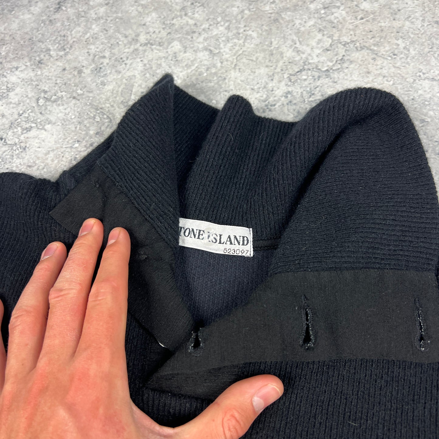 Stone Island Black Vintage Wool Knit Large 23”