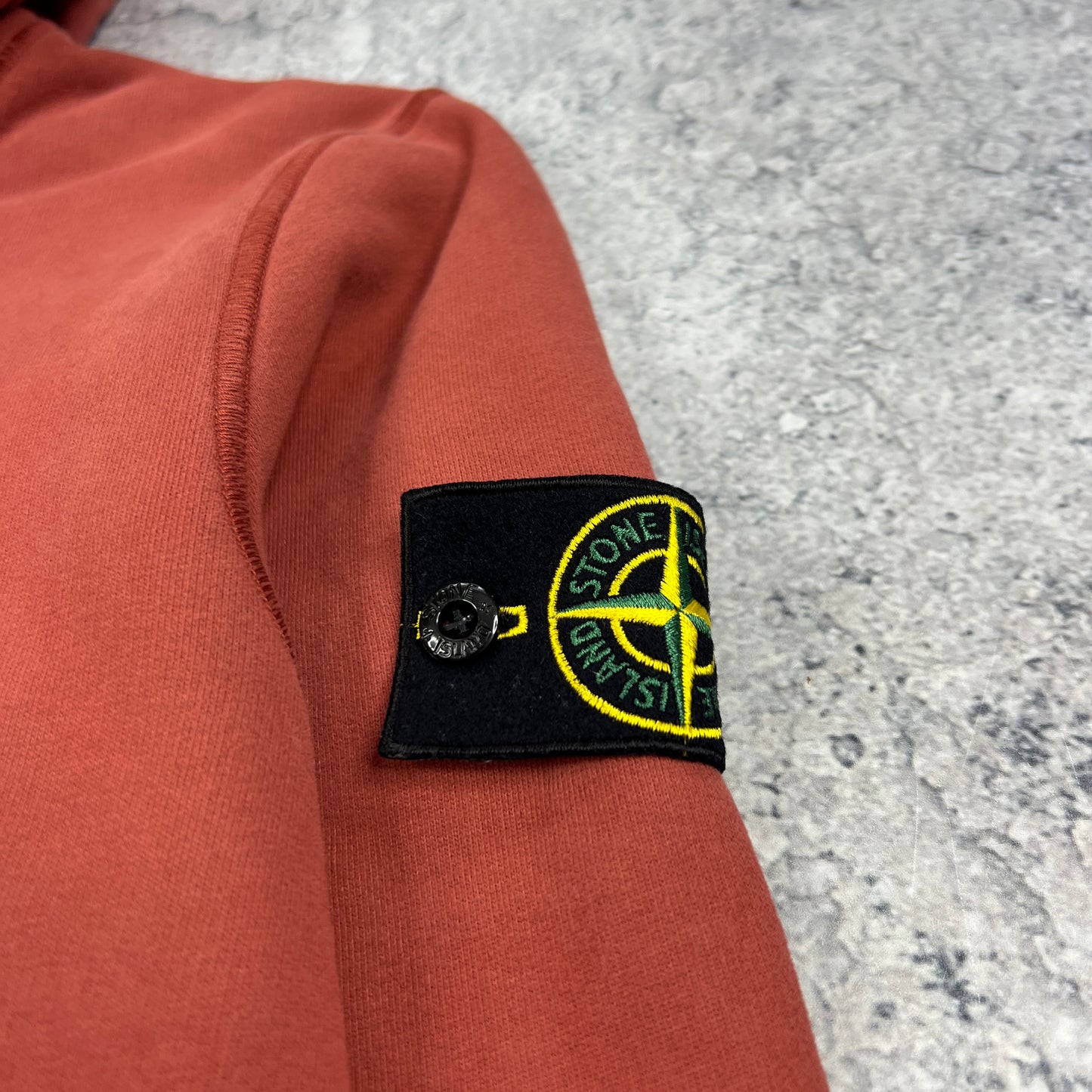 Stone Island Brick Red Hoodie Small 20.5”