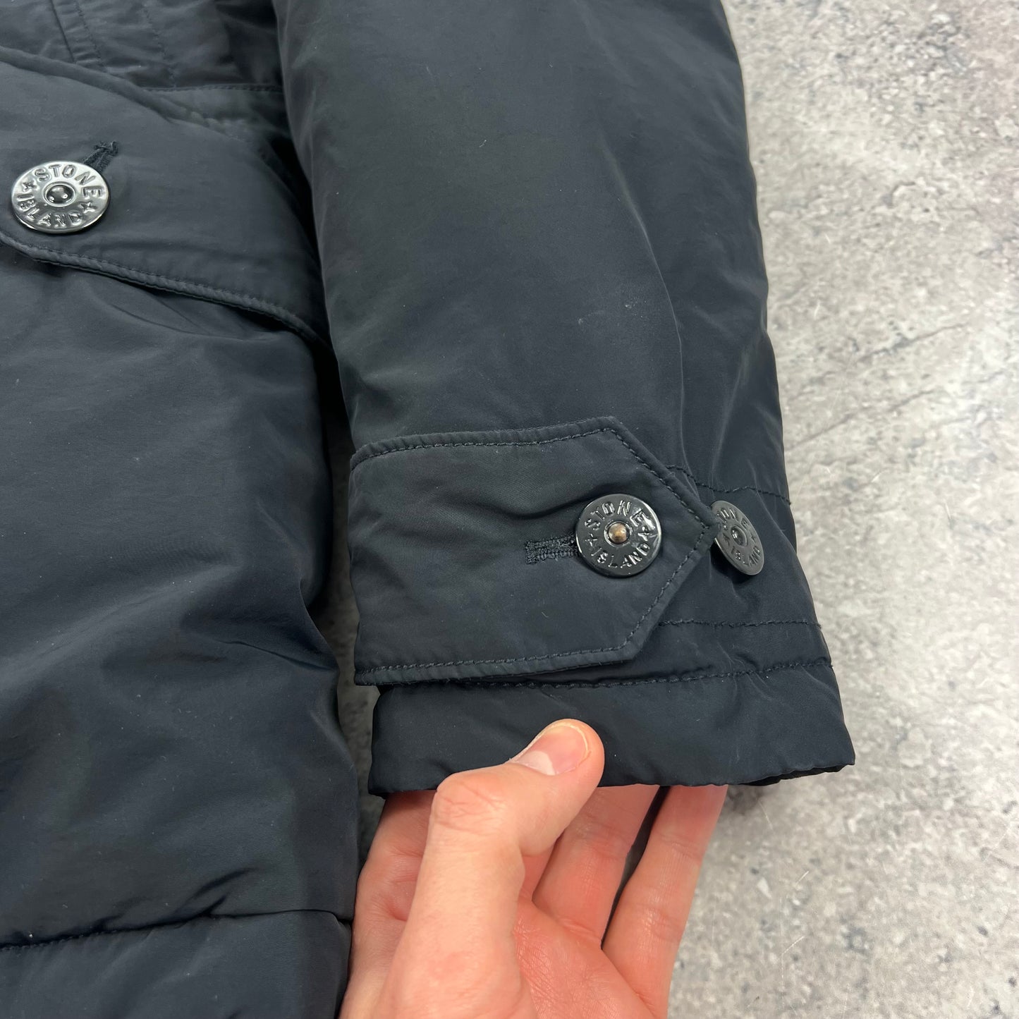 Stone Island Navy Micro Reps Down Parka Medium 23”