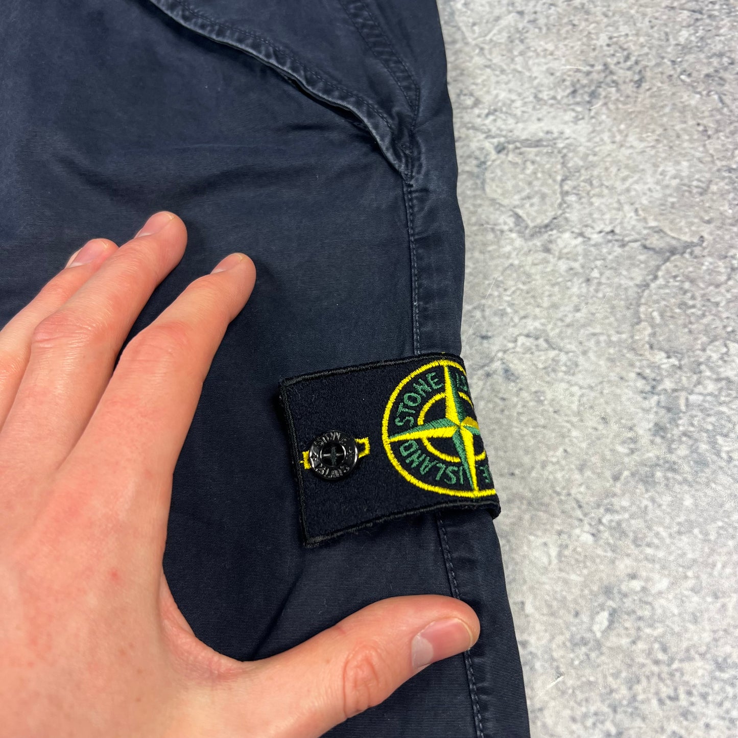Stone Island Navy Garment Dyed Cargo Shorts W36”