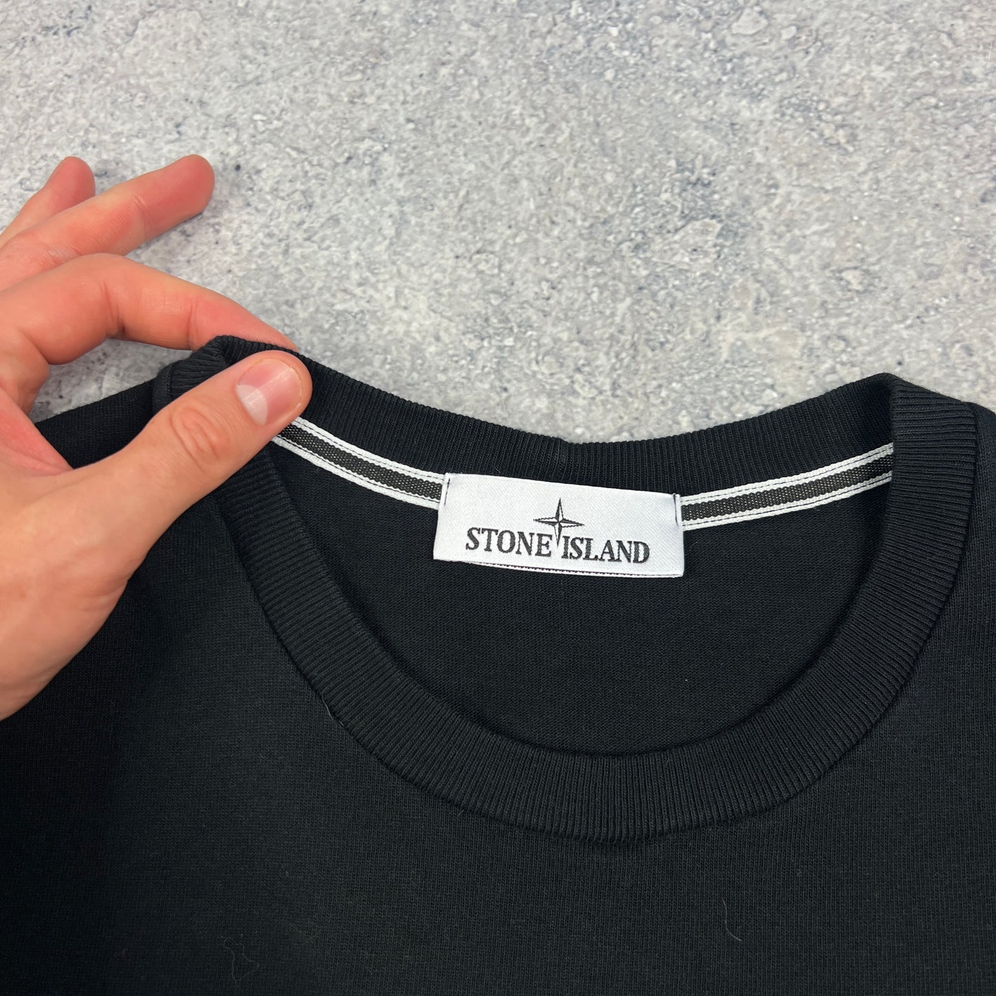 Stone Island Black Optical Logo T-Shirt Medium (Fits L) 22.75”