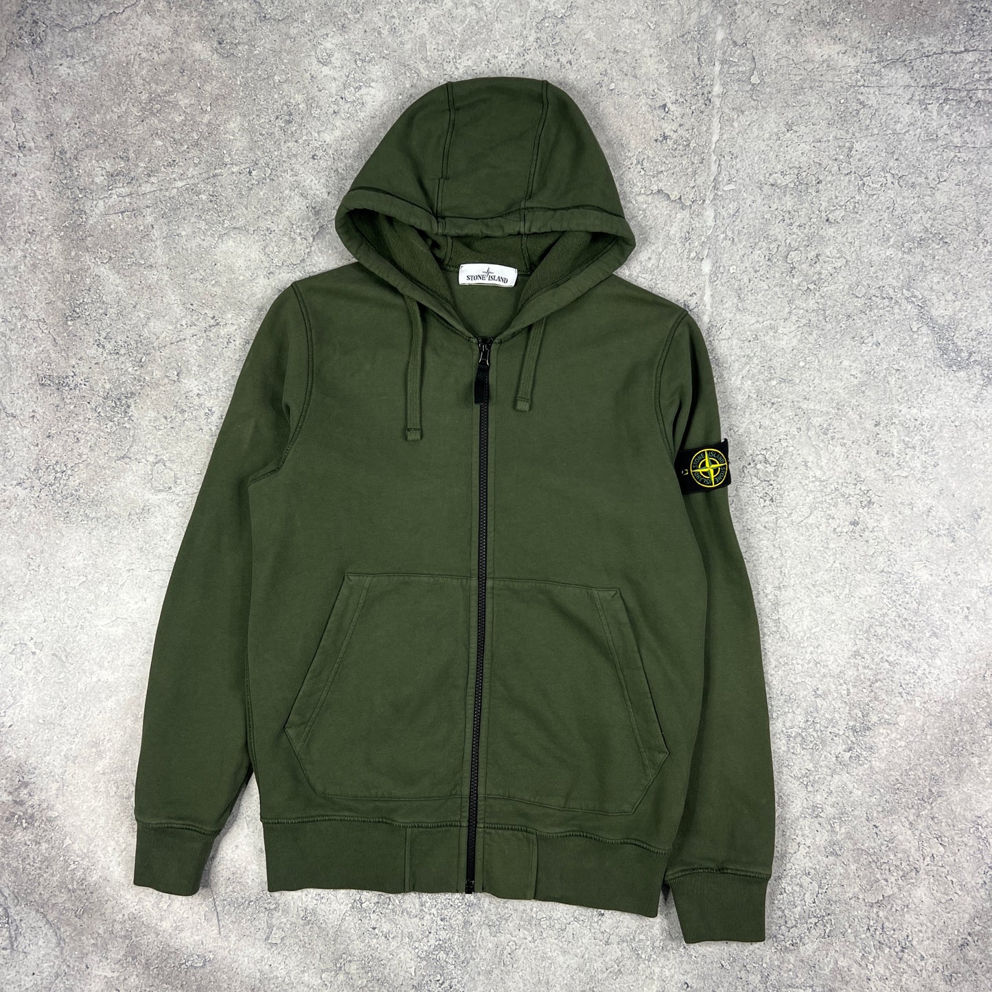 Stone Island Khaki FZ Hoodie Medium 21.75”
