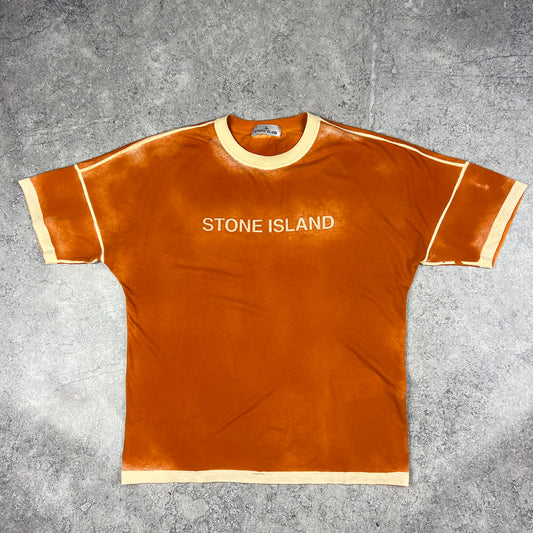 Stone Island Orange Garment Dyed T-Shirt Medium 23”