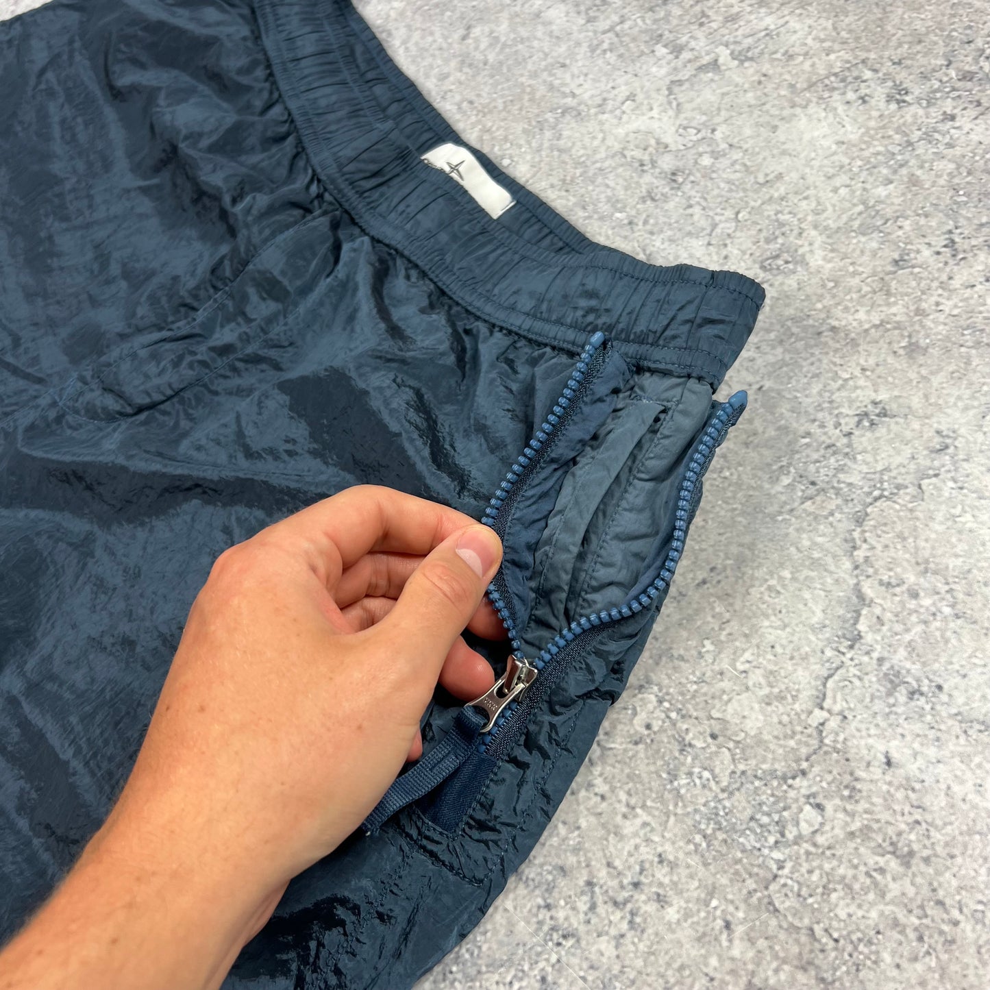 Stone Island Blue Nylon Metal Cargo Shorts W30”