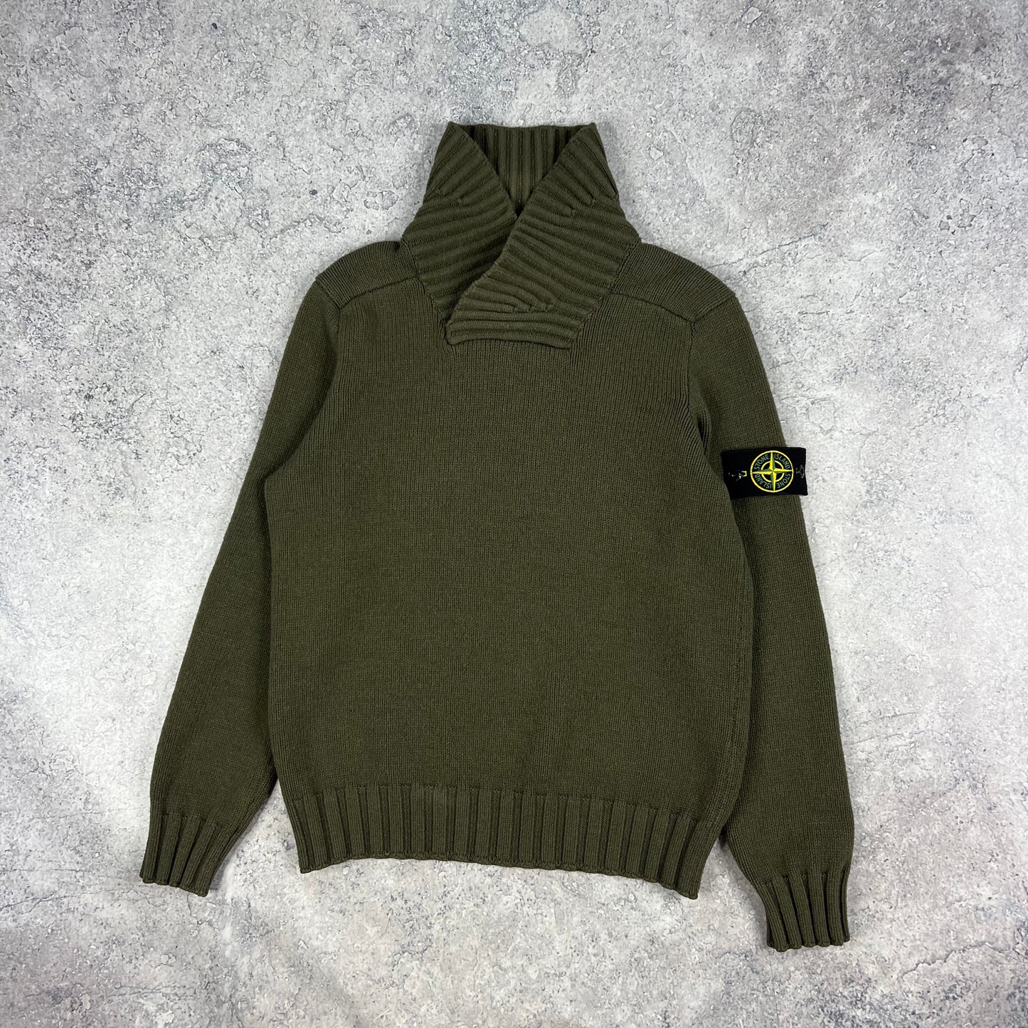 Stone Island Khaki Pullover Knit Large (Fits M) 20.5”