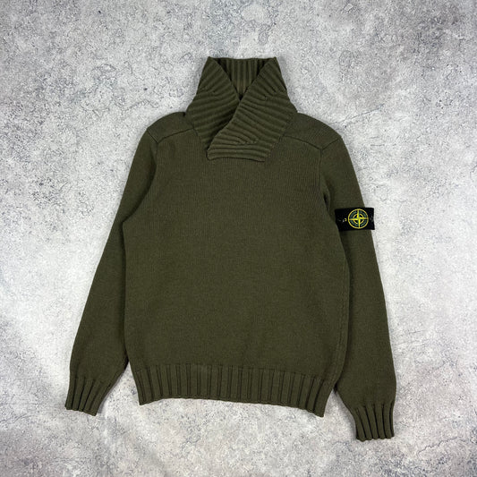 Stone Island Khaki Pullover Knit Large (Fits M) 20.5”