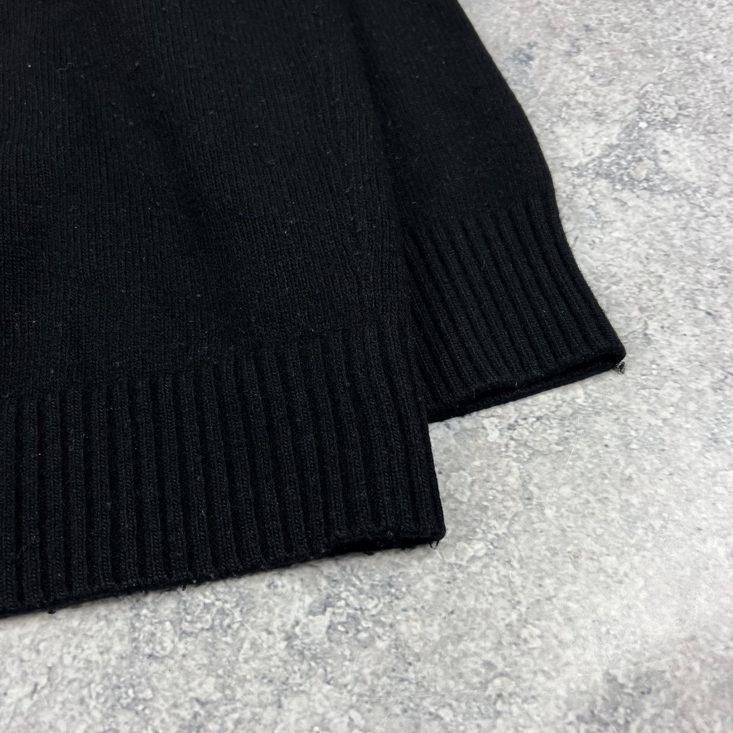 Stone Island Black Wool Quarter Zip Knit XXL 25”