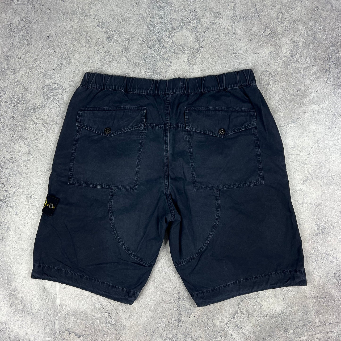Stone Island Navy Garment Dyed Cargo Shorts W36”