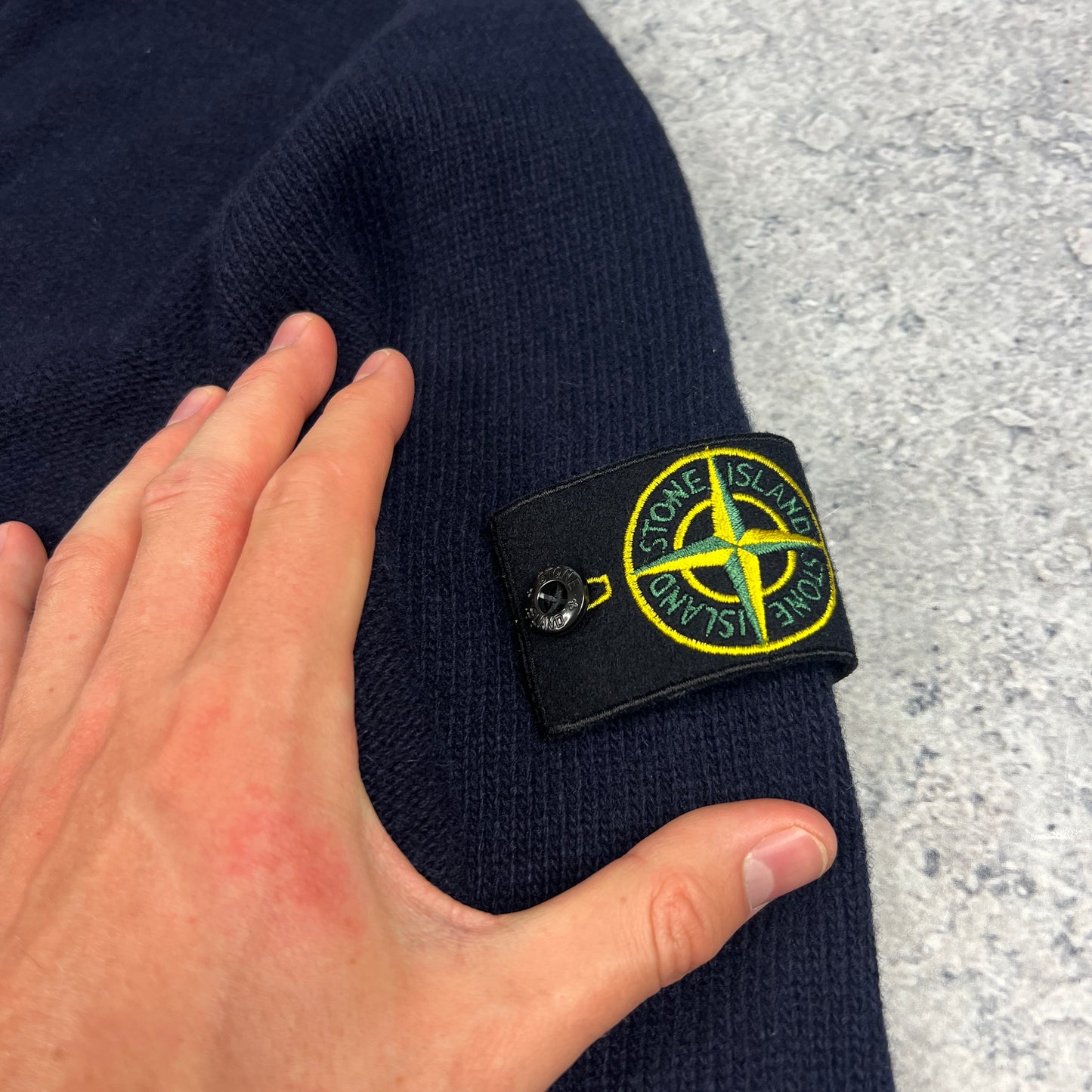 Stone Island Navy Wool Cardigan XXL 25.25”